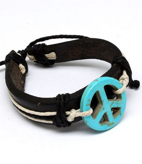 Cord Peace Sign Bracelet